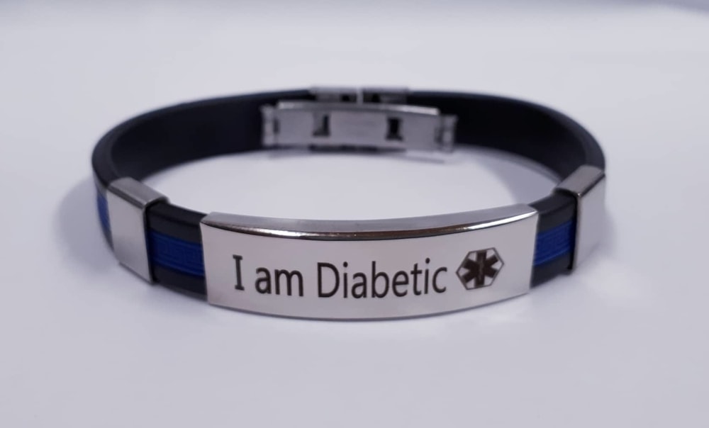 Náramek I am Diabetic - modrý proužek