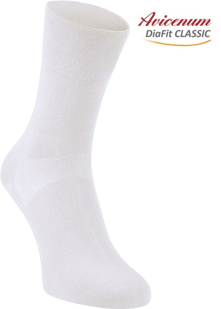 Ponožky pro diabetiky Avicenum DiaFit CLASSIC bavlněné - bílá velikost 44 - 47