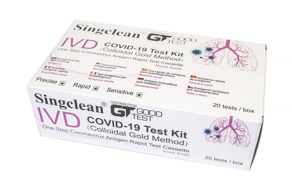 Singclean® COVID-19 testovací sada (metoda koloidního zlata), SÚKL ev.č. 01028558 - vzorek z nosu 20ks (29Kčks)
