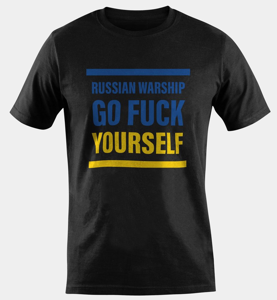 Tričko RUSSIAN WARSHIP - GO FUCK YOURSELF pruh černé - S